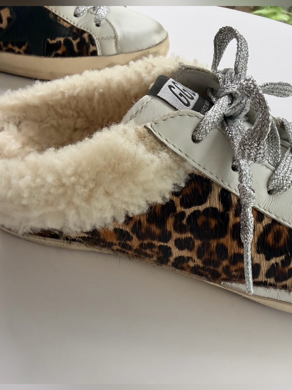 Golden Goose Superstar Sabot Shearling Leopard Calf Hair Sneakers EU 37 US 7 - Picture 12 of 15
